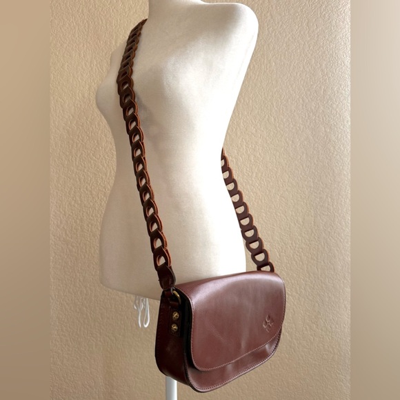 Patricia Nash Chelsea Leather Chain-Link Crossbody Bag – Brown - Picture 2 of 9